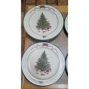 2 The Cellar O Tannenbaum Christmas Tree Dinner Plates Set of 2 Ironstone Japan